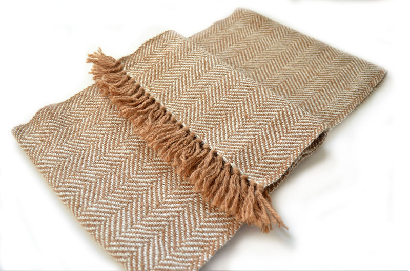 Bufanda Alpaca Tejido Cordillate - blanco y Beige