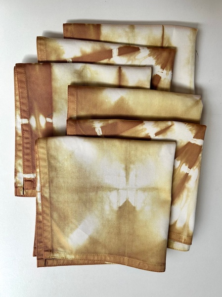 Set de 6 servilletas grandes algodón teñido a mano con shibori