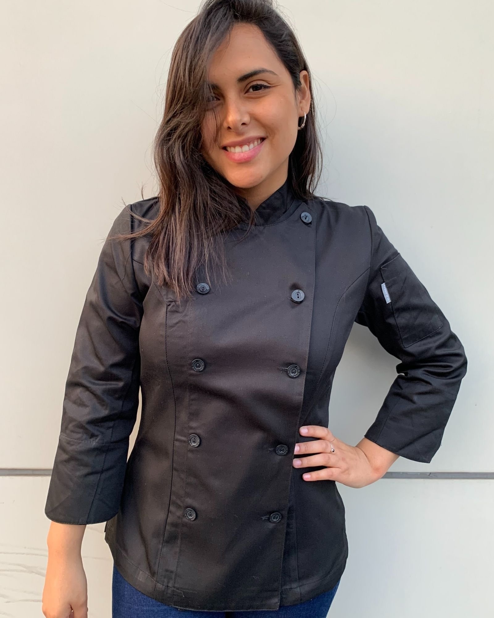 Julín - Chaqueta Chef Mujer Cruzada negra
