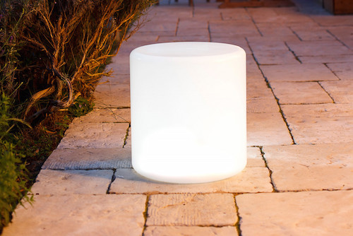 Puf cilíndrico iluminado