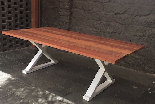 Mesa de comedor de madera de roble de demolición