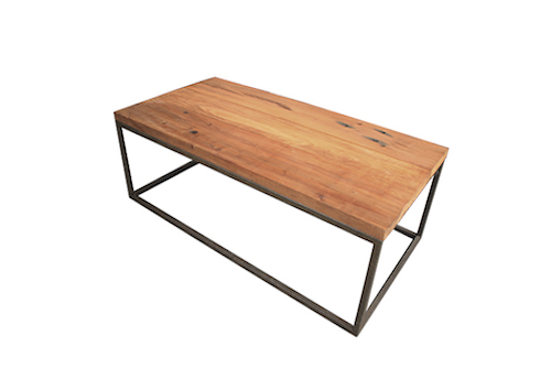 Mesa de centro de fierro y madera de roble