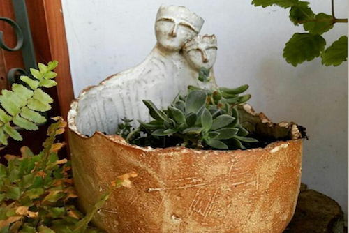 Macetero de cerámica de gres de pareja