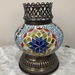Portavela turco con corona - portavela turco con corona de mosaico con estrella azul y otros colores.JPG
