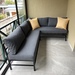 Juego de terraza de fierro de perfil cuadrado - sofa de fierro de perfil cuadrado con cojines en tela de exterior 16.JPG