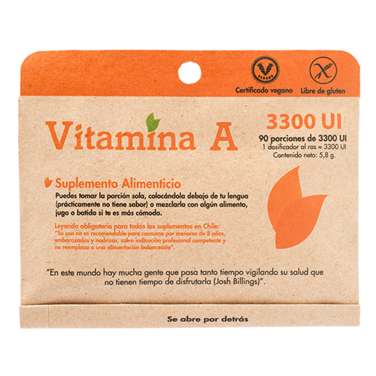 Vitamina A 3300 UI x 90 porciones - Dulzura Natural