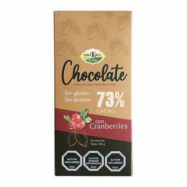 Chocolate Cranb. 73% Cacao 80 G, Chakra de Vida 
