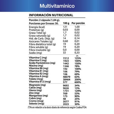 Multivitamínico 358 mg x 60 cápsulas vegetales - Natblue®