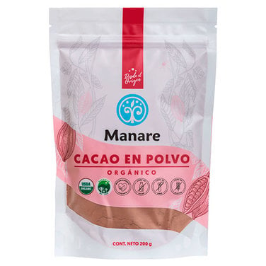 Cacao en polvo organico 200 g, Manare