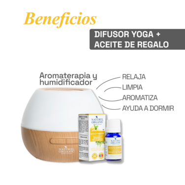 Difusor de aromaterapia Eco-Yoga 1 un + Aceite esencial de regalo, Naturel