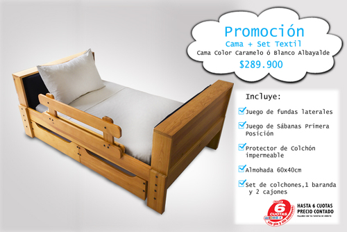 PROMOCIÓN CAMA + TEXTIL (Caramelo o Blanco Albayalde)