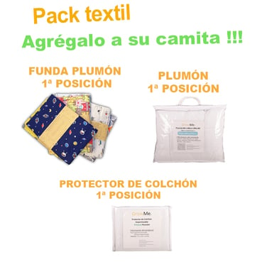Pack textil: 1 Plumón + 1 Protector de colchón + 1 Funda Plumón (Selecciona su diseño)