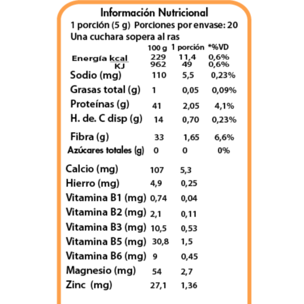 Levadura nutricional en copos 100 g. Dulzura natural