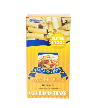 PASTA DE ARROZ-MACARRONES-250 grs BLUE DRAGON