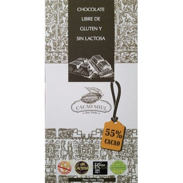Chocolate 55% cacao Sin gluten organico-100 grs- CACAO SOUL