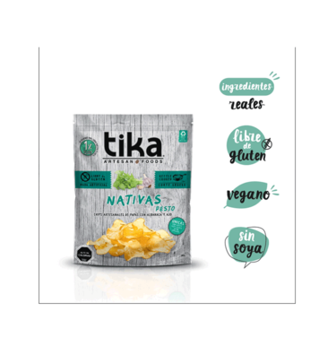 Tika Chips Nativas Pesto con Albahaca y Ajo - 180 grs
