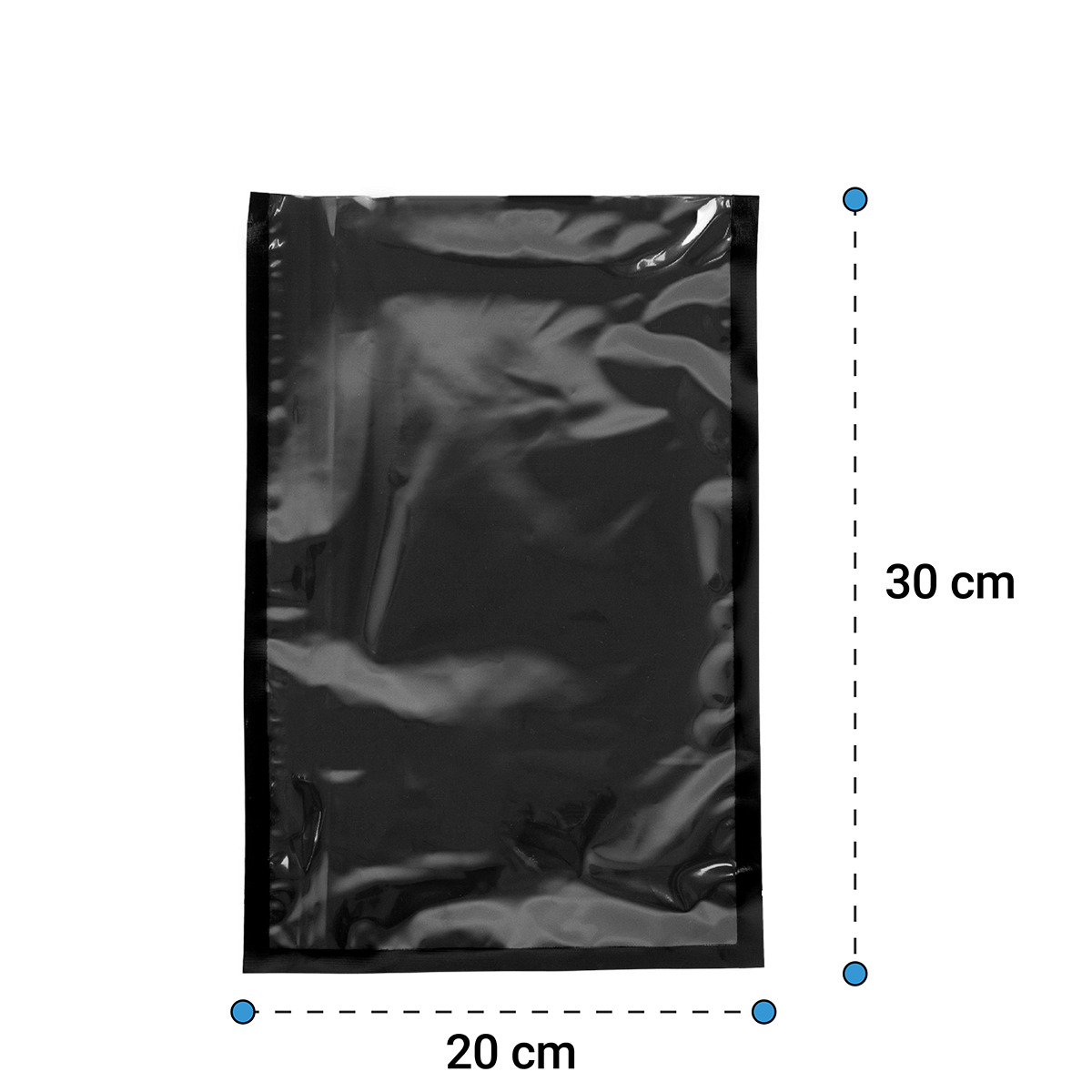 Selladoras al vacío - Pack 100 bolsas vacío lisas negras 20x30 - 70 micras