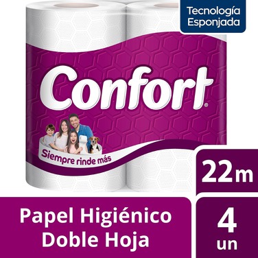 ConfortPapelHigienicoDobleHoja4UndX22Mt