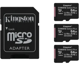 Pack 3 Memoria Micro Sd 64gb Canvas Select Plus Kingston