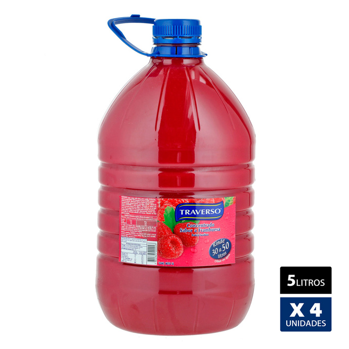 Jugo Concentrado Frambuesa 5lt - Caja 4 Unidades - Jugo Concentrado Sabor Frambuesa