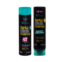 Kit shampoo acondicionador rulos crespos Novex Santo Black