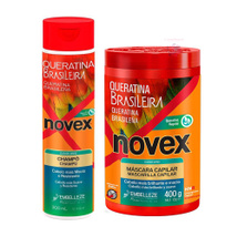 Kit Queratina Brasileña Pelo Muy Dañado Shampoo +crema Novex