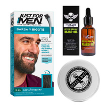 Tinte barba matiza canas Just For Men + aceite + cera CVL