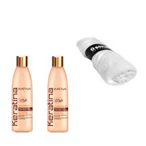 Kit capilar shampoo acondicionador Kativa + toalla 