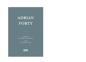 Adrian Forty | 'Primitivo' La Palabra y El Concepto