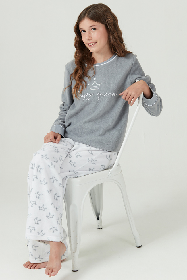 Pijama Cuello Polar Gris 221