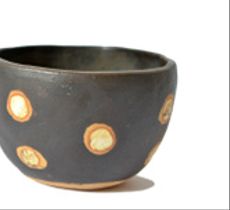 Pocillo de cerámica gres - Negro con lunares dobles