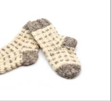 Par de calcetines niños en lana natural - Puntitos grises