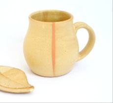 Tazón redondeado beige con hojita porta té
