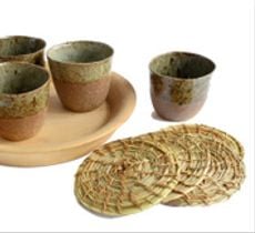 Gran juego pisco sour cerámica natural y maderas nativas