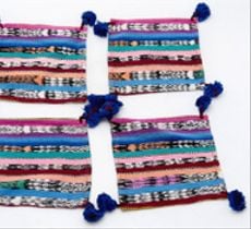 Set de 4 posavasos en tela algodón guatemalteco - Jaspe pompones azules