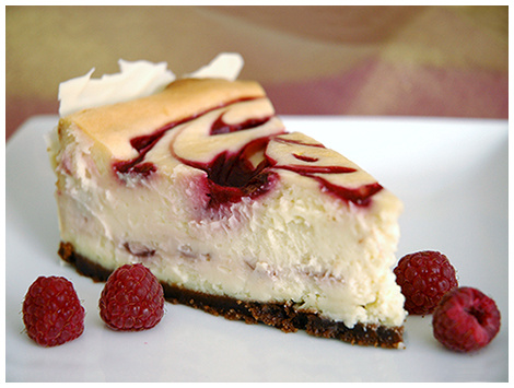 Cheesecake Chocolate Blanco Salsa Frambuesa