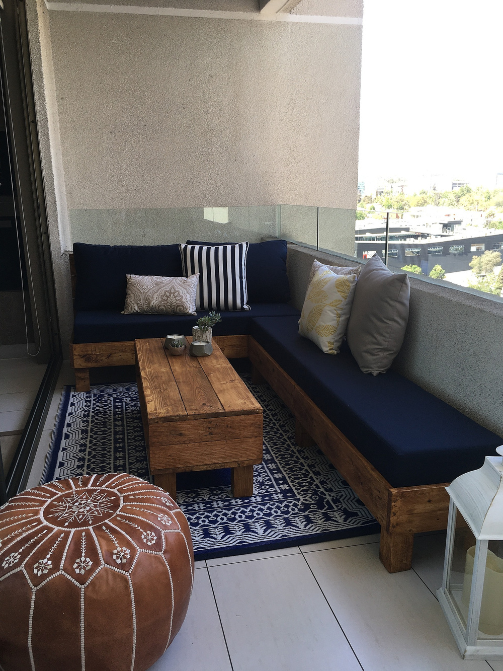 Terraza de 140 cm de ancho: Sofá cómodo + sofá sin respaldo - TerrazaChic