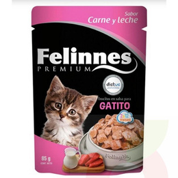 Alimento Gatito Carne Y Leche Premium Felinnes 85Gr