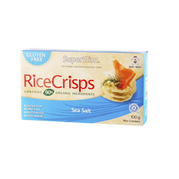 Rice Crisps, Galleta de Arroz Integral Sin Gluten, Sabor Sal de Mar - 100 grs
