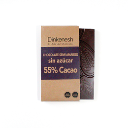 Dinkenesh Tableta de Chocolate Semi-amargo 55% Cacao SIN AZÚCAR - 90 grs