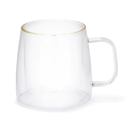 Taza Doble Vidrio Borde Dorado - 400 ml