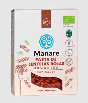 Espirales de Lentejas Rojas orgánicas Manare 250 g