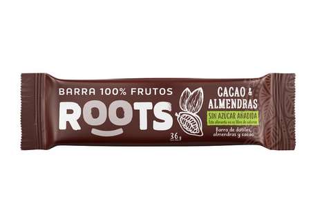 Barra 100% frutos - Cacao y Almendras. 36gr.