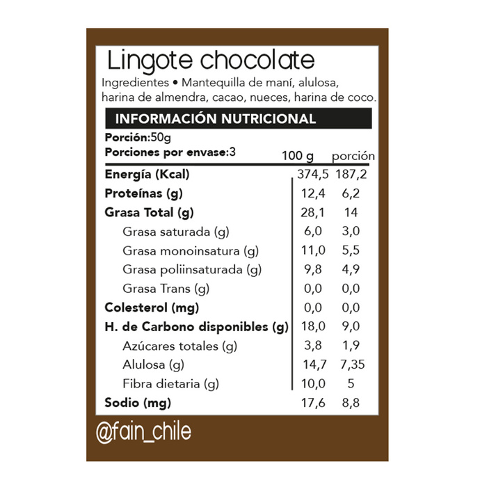 Lingote de Chocolate Keto 150 gr.