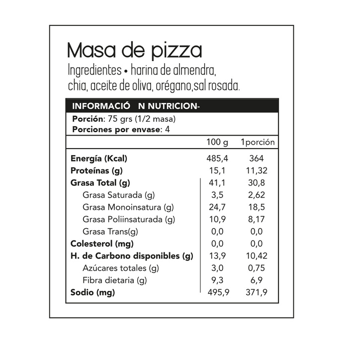 Pizza Keto 2 discos 150 gr. c/u
