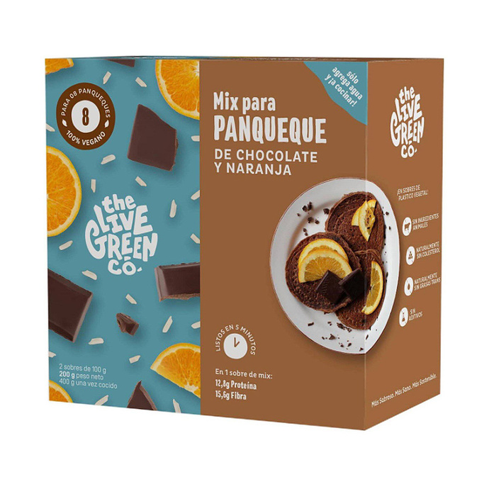 The Live Green Co. Mix para Panqueques Chocolate Naranja 200 g.