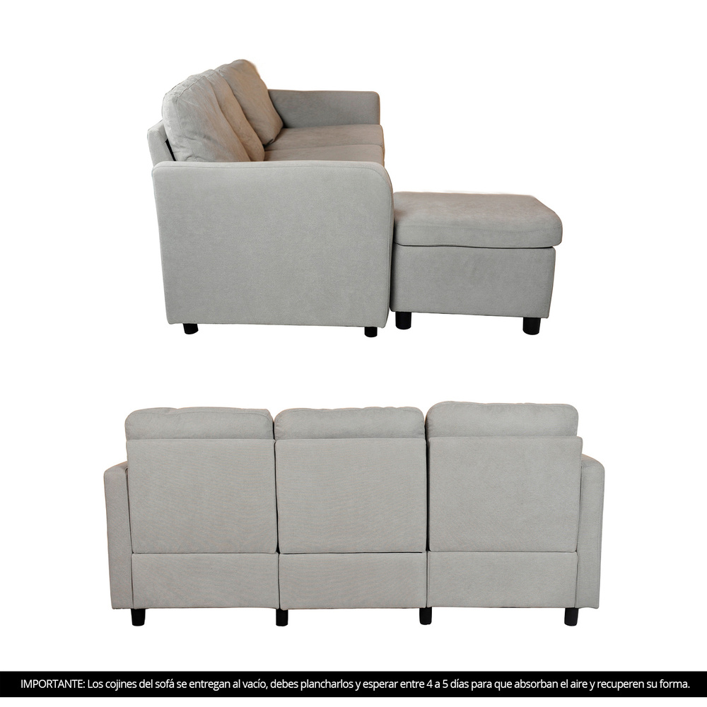Novahus Sofá de Tres Cuerpos Gris