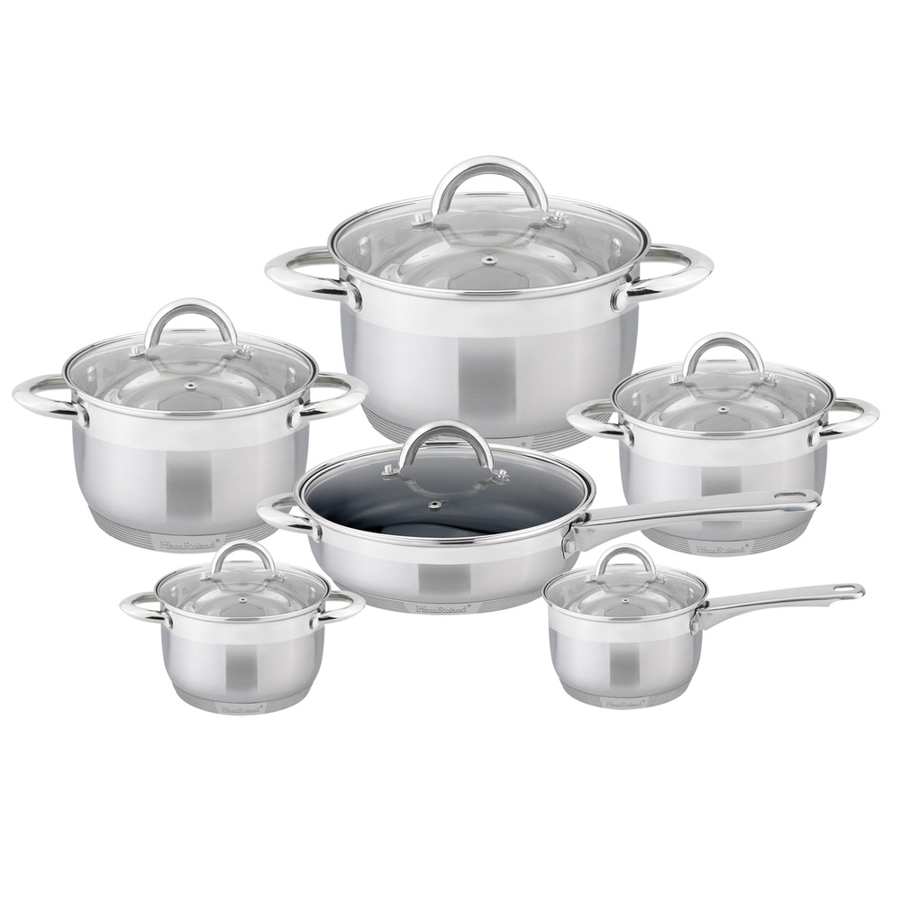 Batería Cocina 12 Piezas Acero Inoxidable Gris
