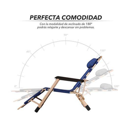 Reposera Plegable Reclinable con Acolchado - Azul
