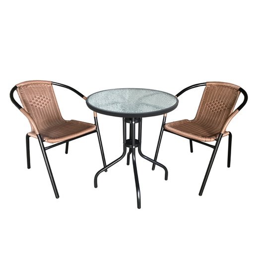 Set de Terraza de 3 Piezas Café
